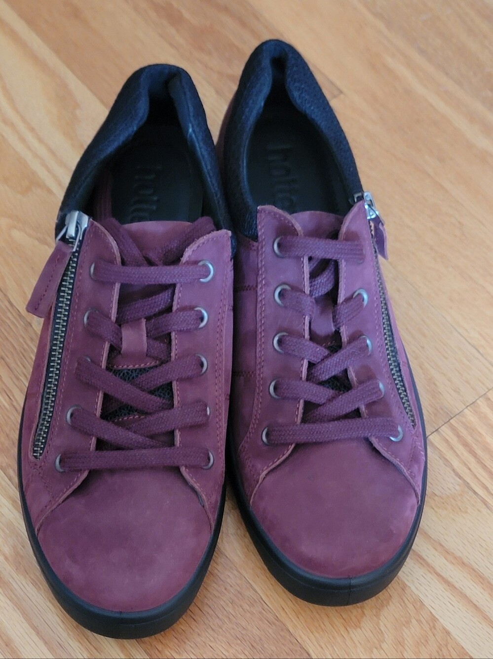 Hotter Chase Suede Lace-Up Sneakers in Maroon